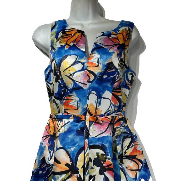 g by garcia sleeveless Pleated Floral A-line Party dress Size S - Picture 4 of 7